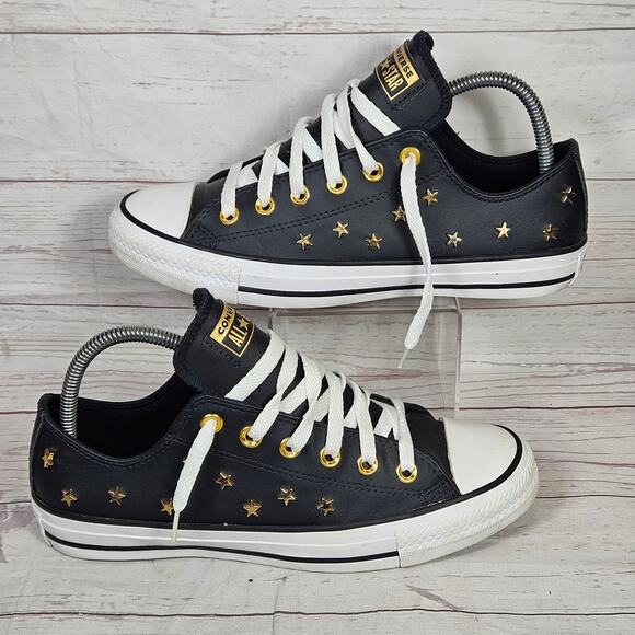 Converse Shoes - Converse Athletic Shoes Women's Black Gold US 8 Star Studded Low Top